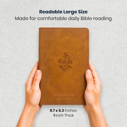 Image of Personalized ESV Large Print Bible for Adult, Name Engraved, Standard Size | Customize Your Camel Faux Leather Bible Your Way, Stay-Open Lay-Flat & Easy-Read Two-Column, Christian Occasion Gift