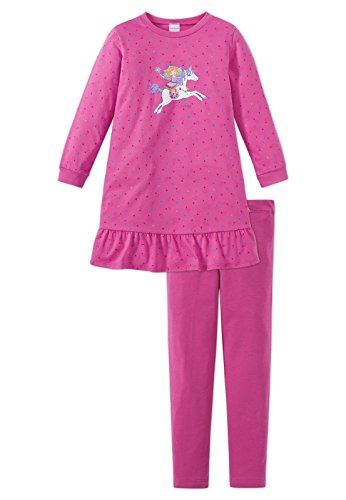Schiesser Mädchen Zweiteiliger Schlafanzug Prinzessin Lillifee Nachthemd 1/1 mit Leggings 158846, Gr. 92, Rot (Pink 504)
