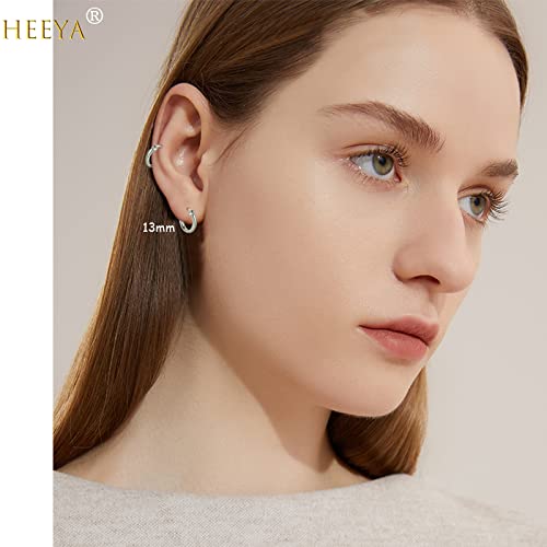 HEEYA 925 Sterling Silver Hoop Earrings for Women Girls - Small Hoop Earrings - Cubic Zirconia Huggie- Hypoallergenic Cartilage Earrings Hoop- Jewelry Gift Birthday Party-13/15/20/25MM4