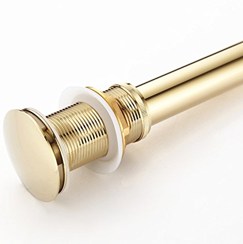 Tapón de desagüe emergente con rebosadero para Grifo de Lavabo de baño Tuqiu MY-PD001 (Dorado)