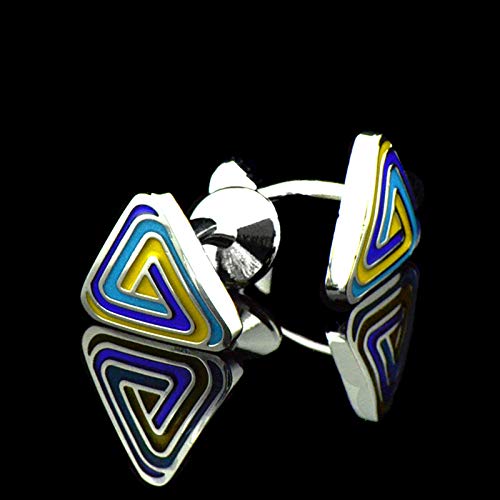 Mancuernillas de hombre KnBoB triángulo esmalte plata miniatura 3