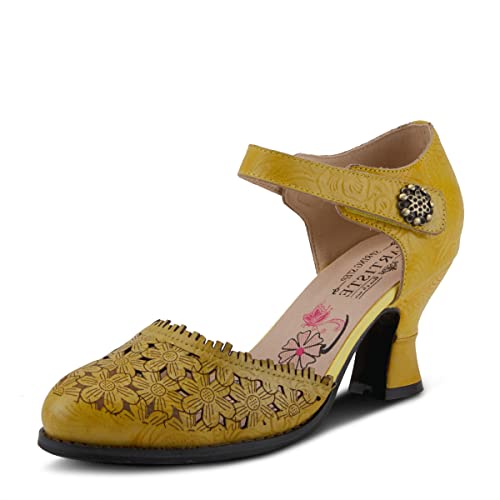 Image of Spring Step L'Artiste Visionary Pump Shoes for Women | French Inspired Hand Painted Leather D'Orsay High Heels for Women with Ankle Strap