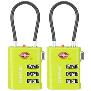 ANVIL Luggage Locks, TSA Approved with Alert Indicator. Great Suitcase, Backpack and Travel Lock. (2, Grass Green)