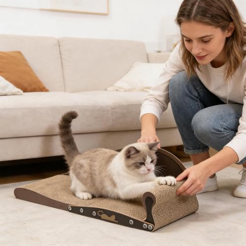 Tapis à rayures et grattoir à chat résistant avec carton ondulé alvéolé - 3