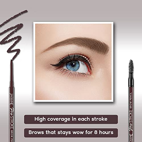 Image of JAQULINE USA Pro Stroke Eyebrow Pencil | Waterproof & Smudge-Proof | One Swipe Application | Natural & Long-Lasting Finish | For Denser, Fuller Eyebrows | Easy to Use | Cruelty-Free | Brown, 0.35g
