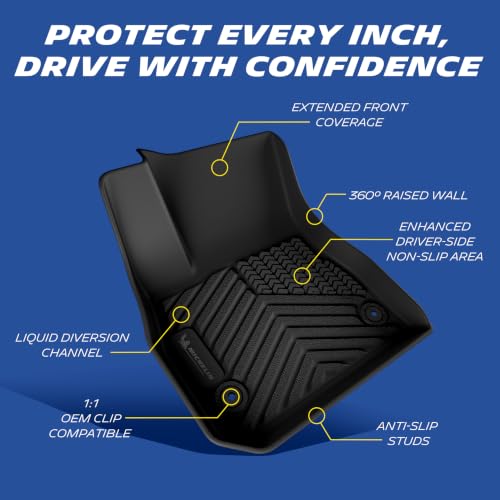 Image of Michelin Vehicle Mats for 2016-2025 Chevrolet Chevy Malibu | Custom Fit, Non-Slip Car Accessories, All-Weather TPE Floor Mats, 1st & 2nd Row Liners, 3 PCS, Premier