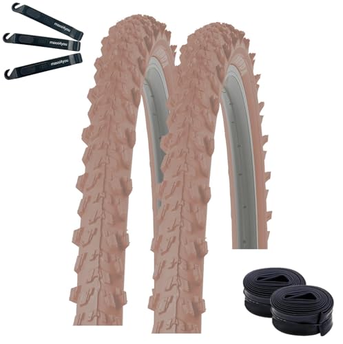 Kenda K-829 - Cubiertas para bicicleta de montaña (2 unidades, 26 pulgadas, 26 x 1,95 cm), color marrón