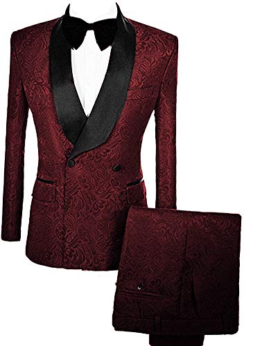 Costume Homme Jacquard Croisé Veste Pantalon Haute Qualité