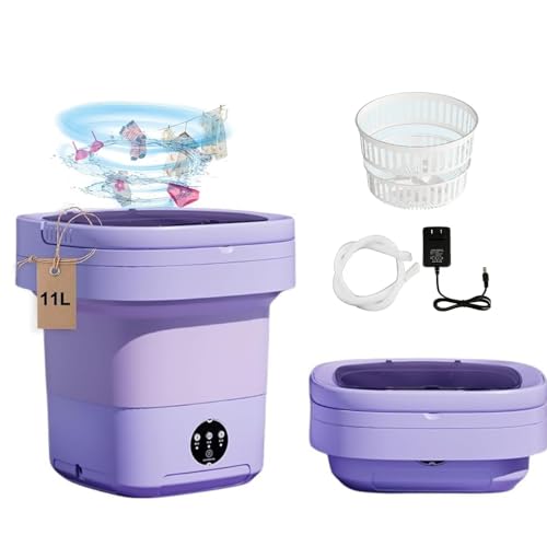11L Portable Washing Machine,Mini Washer, Upgraded Large Lapacity Foldable Washer With Rotary Dryer and Drainage Pump, Suitable for Apartments, Dormitories, Hotel,RVs, Camping(Purple)
