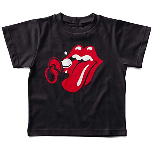 Camiseta Infantil Rolling Stones Chupeta, Let’s Rock Baby, Preto, 6 anos