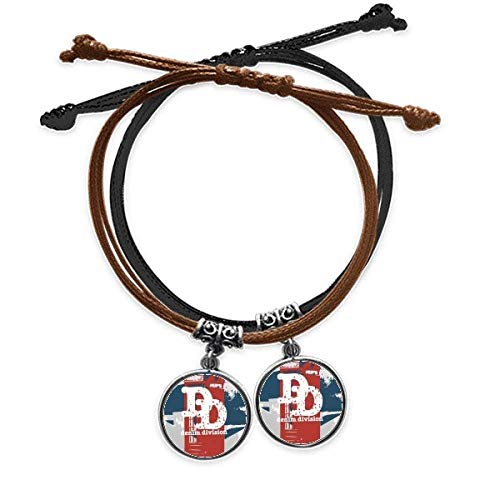Bracelet Cuir Double Graffiti Street Rouge et Bleu pour Vos Sorties Casual