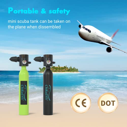 Chikadiv C300 Mini Scuba Tank Refillable Oxygen Cylinder With 0.5 L Capacity Scuba Tank With 5-10 Minutes Underwater Diving Gear For Diver Portable Diving And Snorkeling Equipment A1 Black B3 Black #TOP2