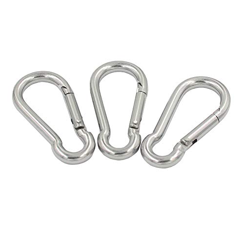 Dgol 10Pcs M5 304 Stainless Steel Carabiner Snap Spring Hook Outdoor D Ring Chain Quick Link Lock Fastner Size 2 Inch X 1 Inch #TOP2