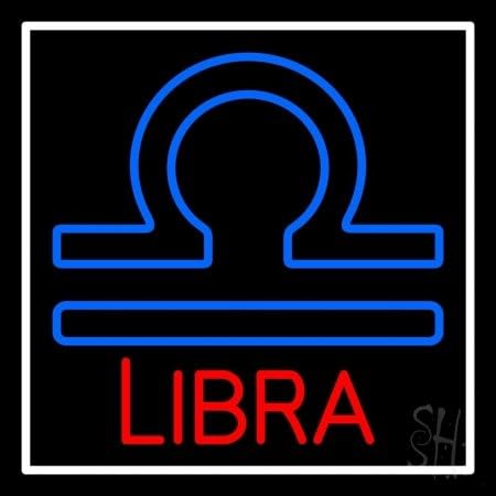 The Sign Store N105-11101-clear Red Libra Blue Zodiac White Border Clear Backing Neon Sign44; 24 x 1 x 24 in.