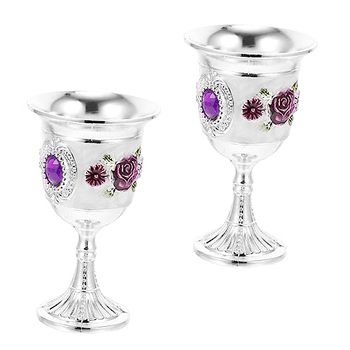 Alipis 2pièces Gobelet Alliage à Liqueur à Vin De Style Rétro Pour Fête Décoration Cocktail à Vin Pour Festival