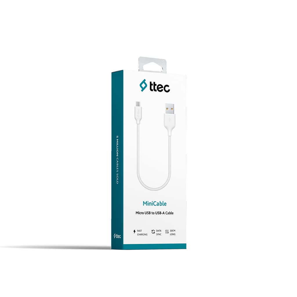 ttec MiniCable Micro USB 30cm Şarj Kablosu - Beyaz (2DK7513B)
