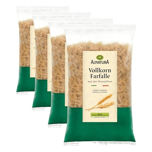 Alnatura Bio Nudeln Vollkorn Farfalle, 500 g (Packung mit 4)