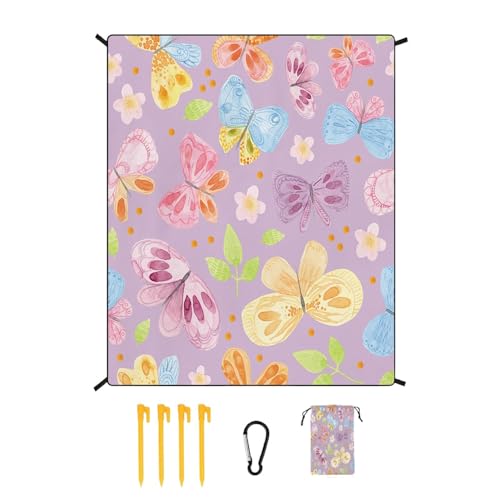 Colchoneta de picnic al aire libre, manta de picnic de viaje | Manta de playa portátil a prueba de viento | Colchoneta de playa plegable de 70.8 x 86.6 pulgadas, manta de césped al aire libre sin