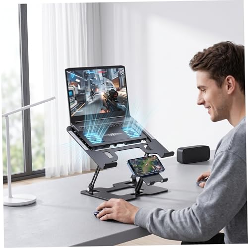 Base para laptop 11.81 pulg con ventilador y luces RGB miniatura 3