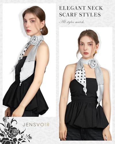 Satin Scarf for Women, Removable Flower Like Silk Neck Scarf Light Soft Rose Silky Scarves Neckerchief Hair Band2