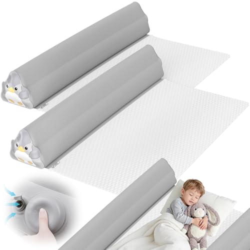 Protector de cama inflable para evitar caídas de niños pack doble con base antideslizante 2