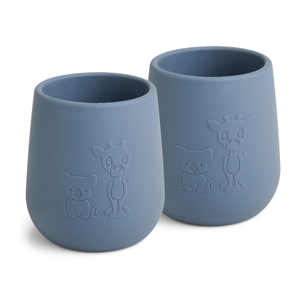 NUUROO Baby Silicone Cup – 2 Pack, Soft LFGB Food-Grade Silicone Baby Cup, BPA-Free, Dishwasher & Microwave Safe, Toddler Training Cup, Designed in Denmark (Bering sea)