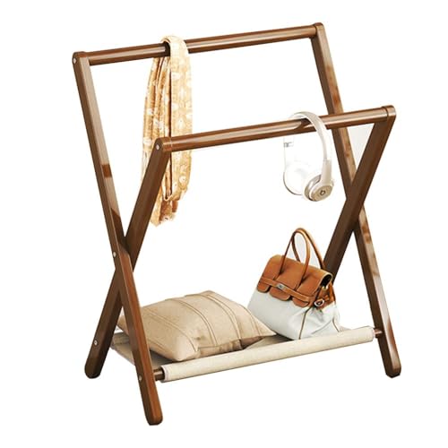 Tringle à vêtements bébé et enfant pliante à double tige avec plateau de rangement