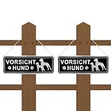 SINMAO 2 Stück Warnung vor dem Hund Schilder Metall Alu Lustig 25x9cm Klein Vorsicht Hund Schild | Warnschild Hund | Hundeschilder Warnung