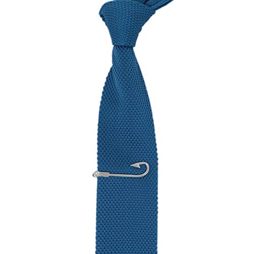 Mendepot Fishing Hook Tie Clip Rhodium Plated Nolvety Fishhook Tie Clip With Box #TOP2