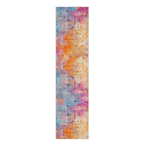 Lahome Modern Abstract Runner Rugs with Rubber Backing - 2x8 Colorful Rug Runners for Hallways Non Slip Washable Carpet Runner, Rainbow Soft Non Skid Indoor Long Runner for Bedroom Kitchen