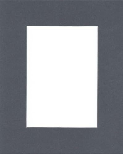 Pack of 5 18x24 Slate Grey Picture Mats with White Core Bevel Cut for 13x19 Pictures