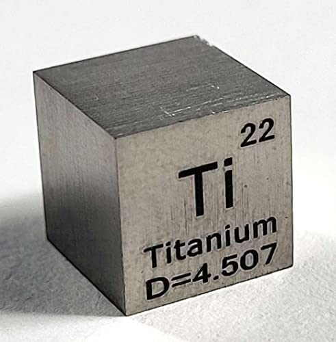 Image of 0.39 inch 10mm Titanium Metal Cube Ti up to 99.9% Pure Periodic Table Element Engraved Density Collection Science Education Display Block Cube + Acrylic Case Box - 1PC