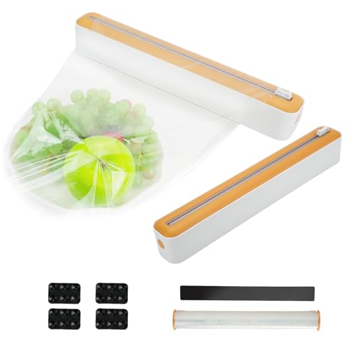 MAOMUN 3 Juego de Dispensador Papel Aluminio y Film de Film Adhesivo con Ventosa Magnética, Rellenable Organizador Papel Aluminio y Film, Dispensador de Papel Aluminio y Film para Cocina Restaurante