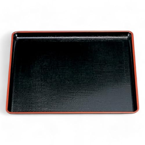 J-kitchens お盆 9寸カスリ角 トレー ( 盆 トレイ おぼん ) 黒 ブラック 天 朱 レッド 滑らない 27cm 漆器 ( ABS 樹脂 ) 日本製