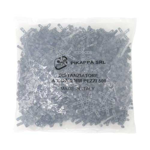 Pikappa 653 Espaciador en cruz de 5 mm para azulejos y revestimientos, color gris, bolsa de 500 unidades
