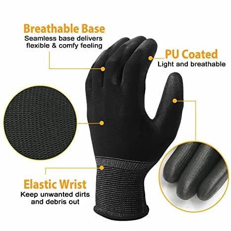 Image of Multipurpose Nylon Anti Cut PU Nitrile Coating Work Safety Gloves Black 5 Pair