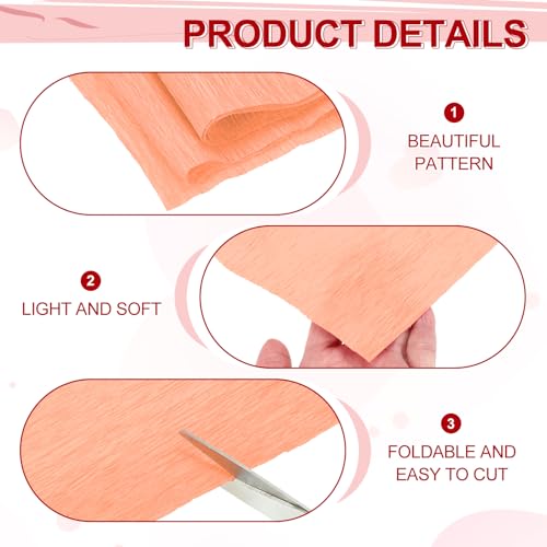 Image of MECCANIXITY Crepe Paper Roll 8.2ft Long 4 Inch Wide for Wedding Ceremony Various Large Festivals Decoration, Peach