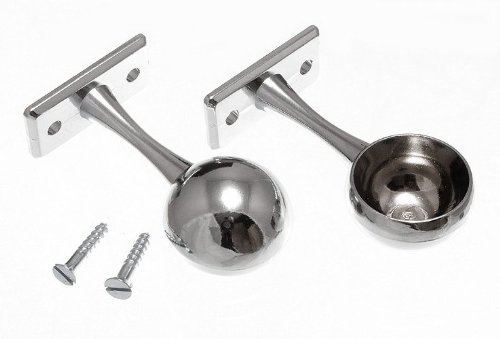 Armoire de rail de Rod Socket Fin Patte de support 25mm chromé ( Pack 2 )