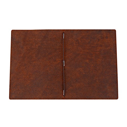 A5 Travelers Notebook Cover, Genuine Leather Notebook Cover for 5x8 Travel Journals Softcover & Hardcover, Elastic Hold & Closure, Brown