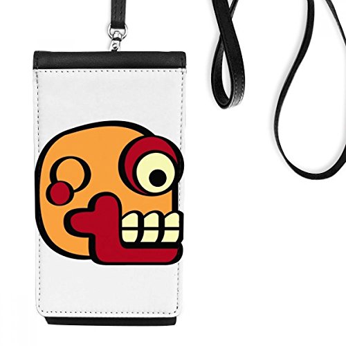 Sac à main suspendu téléphone en cuir noir avec dessin crâne indien