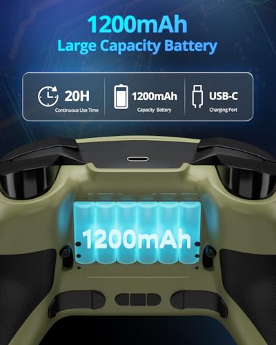 Image of Multi-Platform Wireless Controller, PC Gaming Controller with 2.4G Adpater /Hall Joysticks /Hall Triggers /1200 mAh Battery /4 Programmable Buttons /RGB Lighting, Compatible with PC Windows 7 /8.1 /10 /11, Switch /OLED /Lite, iOS, Android, Steam-Army Green
