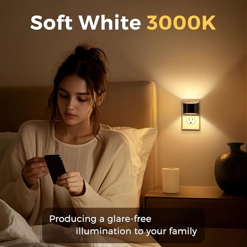 Image of L LOHAS LED Night Lights Plug into Wall, 2 Pack Modern Night Lights, Dusk to Dawn Sensor Nightlight,0-100LM Brightness Adjustable, 3000K Soft White