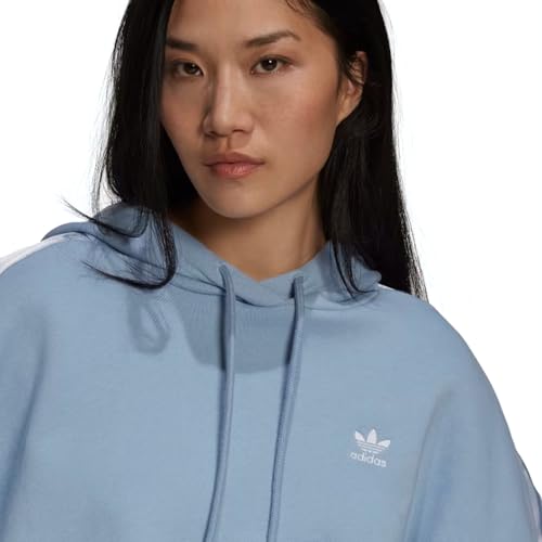 Adidas Women's Classics Satin Tape Cropped Hoodie Sweatshirt, Ambient Sky3
