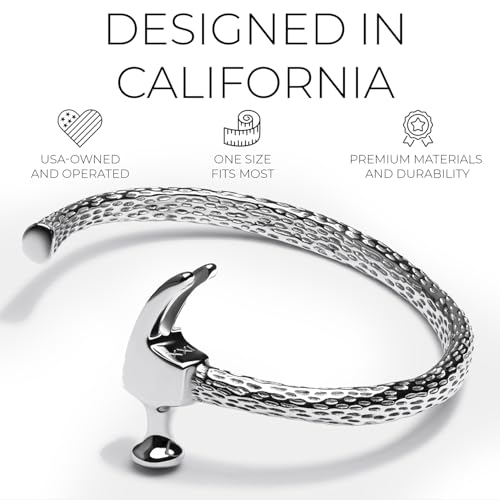 Elegatto Premium Hammer Cuff Bracelet for Men | Black-Plated Marine-Grade Stainless Steel with Chiseled Texture | Men’s Designer Jewelry2