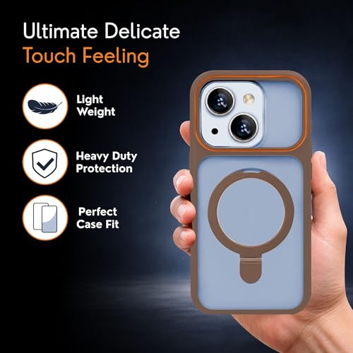 Image of AIBEX Protective OStand Case Compatible for Apple iPhone 15 MagSafe Compatible | Slim Shockproof Back Cover with Camera Lens Protection, Strong Magnetic Support & Anti-Slip Grip | Military Grade