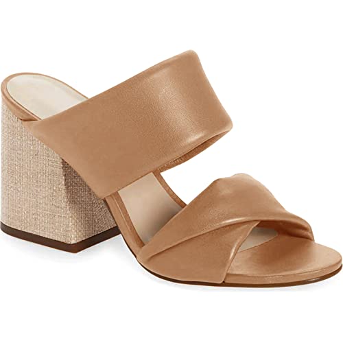 Piepiebuy Womens Heeled Sandals Two Straps Open Toe High Block Chunky Backless Slip-On Mules Shoes #TOP17