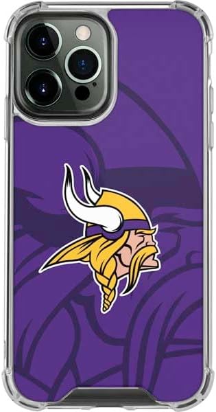 Skinit Clear Phone Case Compatible with iPhone 13 Pro Max - Officially Licensed NFL Minnesota Vikings Double Vision Design