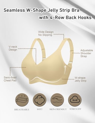Image of Avidlove Bras for Women Seamless Bra Full Coverage T Shirt Bralettes V Neck Wireless Bra Comfortable Brassiere