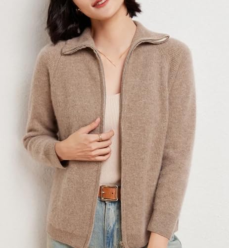 Zipper Cardigan Women Merino Wool Sweater Long Sleeve Casual Cashmere Knitwear Female Tops2