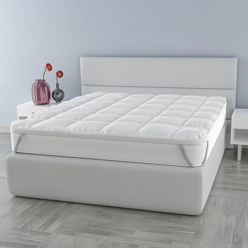 TOPPER PLUS TRAPUNTATO CON ELASTICI, Bianco, Matrimoniale 160x190